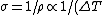\sigma =1/\rho\propto 1/(\Delta T)